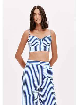 Top de Alças com Riscas Azuis e Brancas - Lança Perfume 