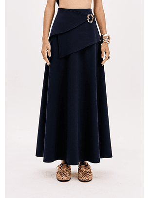 Saia Comprida com Folhos Azul - Lança Perfume