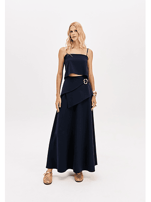 Saia Comprida com Folhos Azul - Lança Perfume