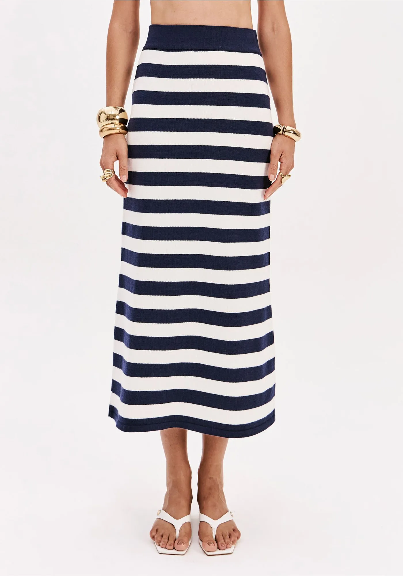 Saia de Malha Riscas Azul e Branca - Lança Perfume  4
