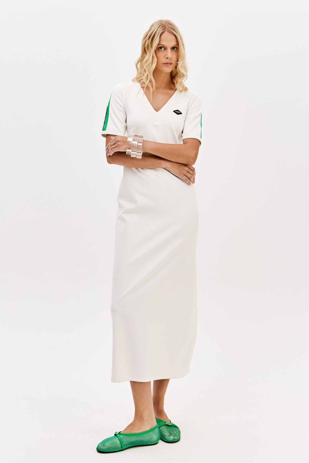 Vestido Midi Branco e Verde - Lança Perfume 1