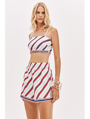 Calções Riscas Azul e Vermelho - Lança Perfume 