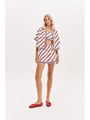 Camisa de Riscas Azul e Vermelho - Lança Perfume