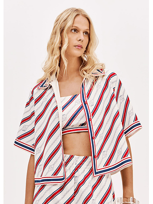 Camisa de Riscas Azul e Vermelho - Lança Perfume