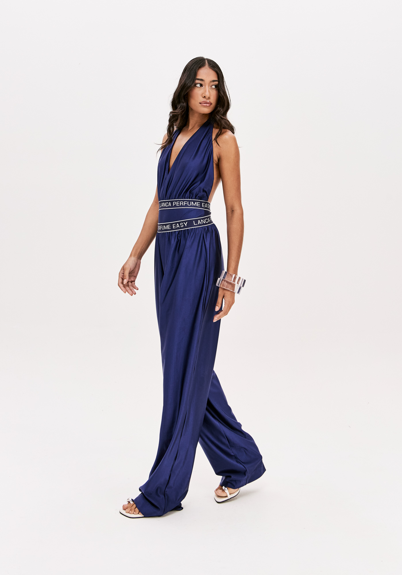 Calças Largas com Elástico Azul - Lança Perfume  4