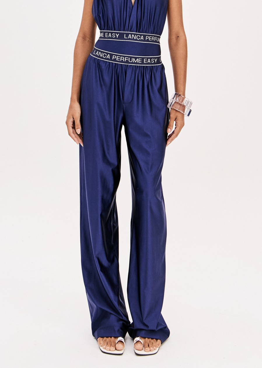 Calças Largas com Elástico Azul - Lança Perfume  1