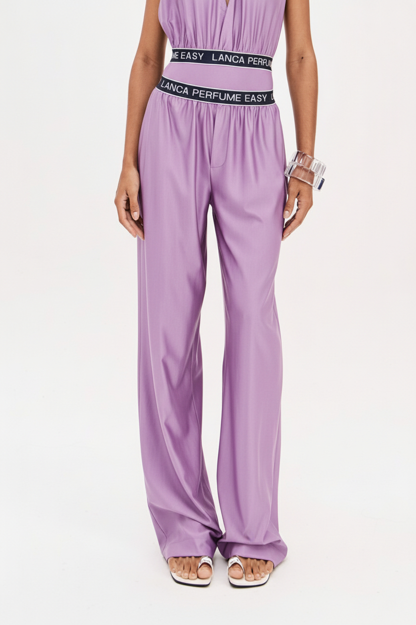 Calças Largas com Elástico Azul - Lança Perfume  1