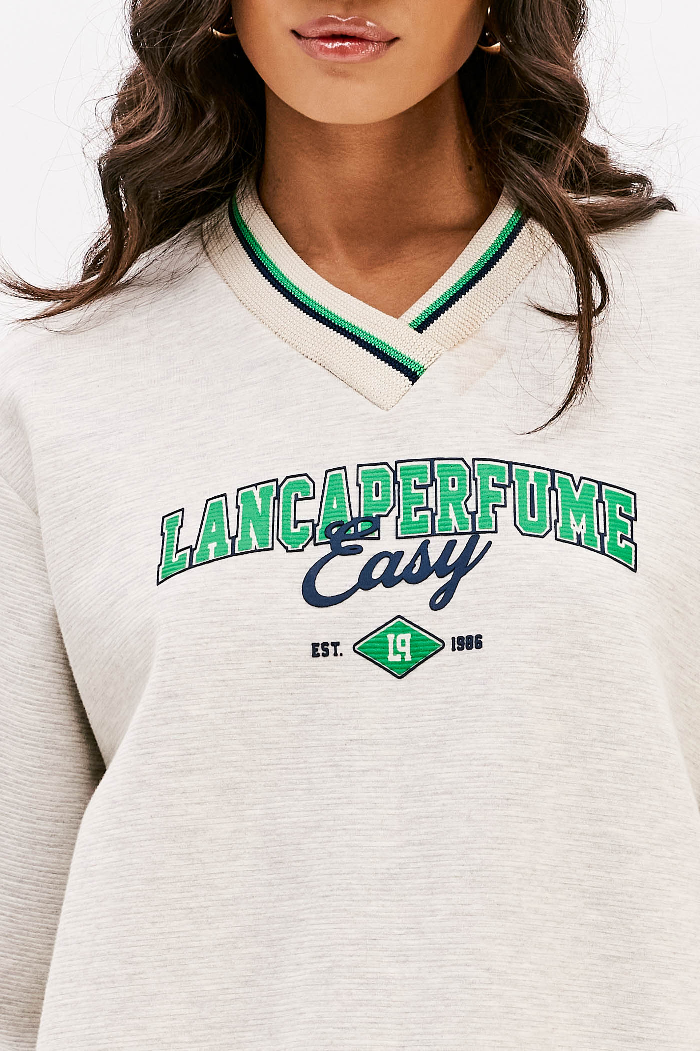 Sweat Decote V Cinza Mesclado - Lança Perfume 5