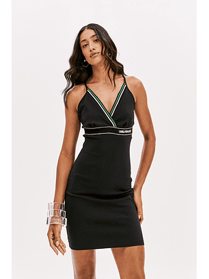 Vestido de Alças Detalhe Verde Preto - Lança Perfume