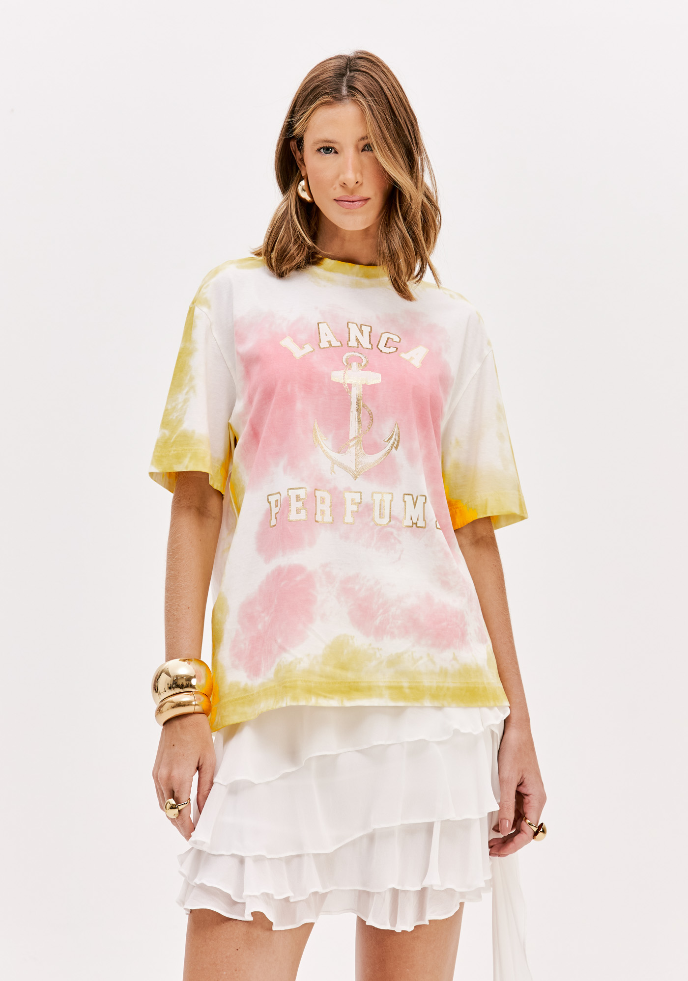 T-shirt Tie Dye Rosa e Amarelo - Lança Perfume 1