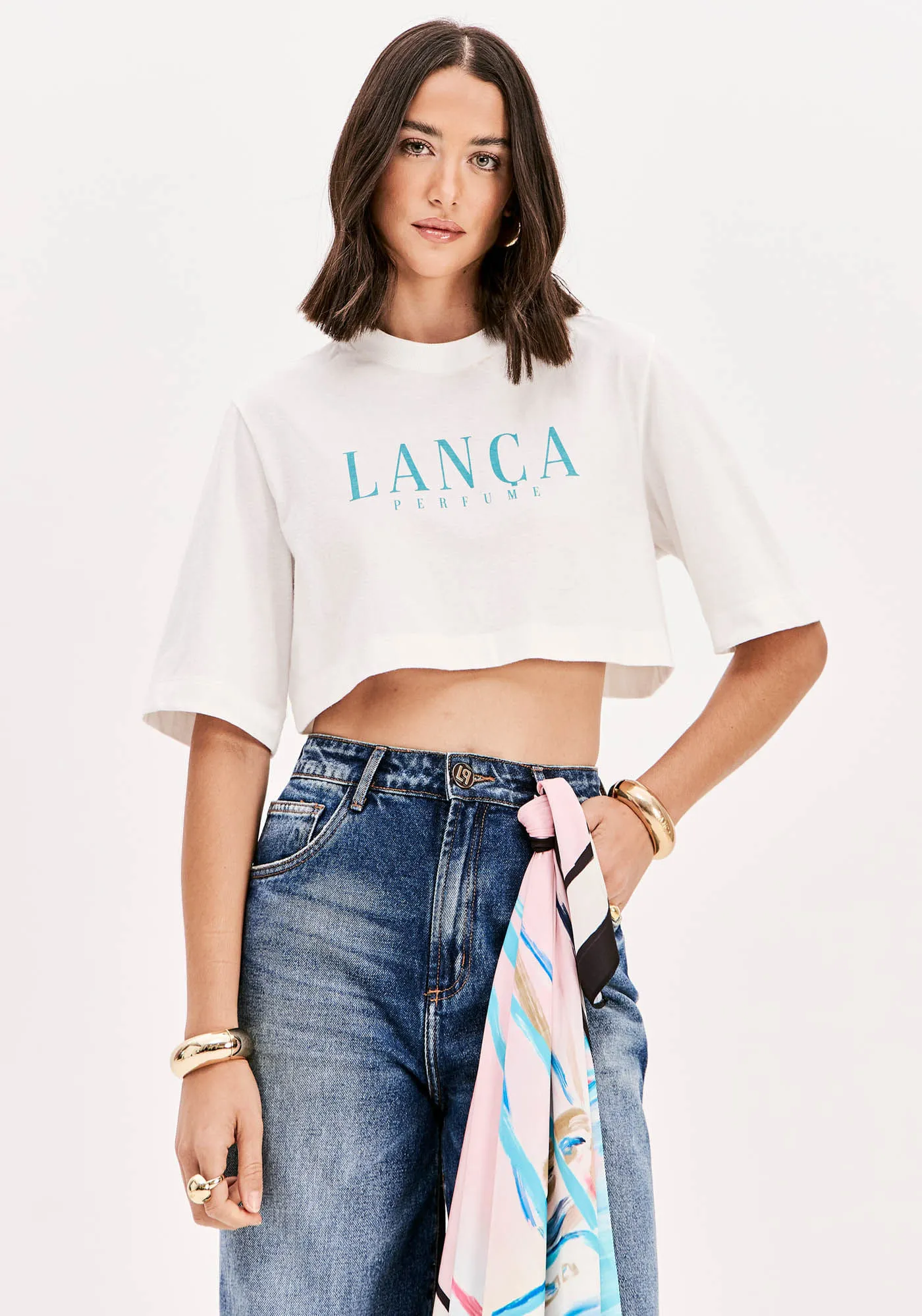 T-shirt + Lenço Branco - Lança Perfume 1