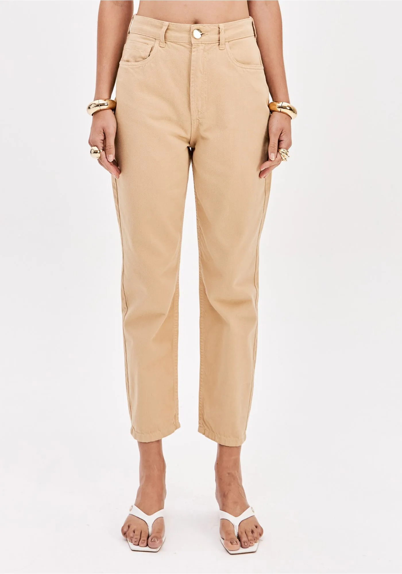 Calças em Sarja Bege - Lança Perfume  1