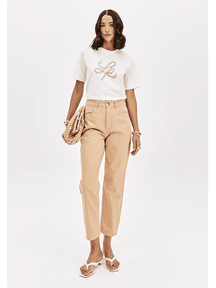 Calças em Sarja Bege - Lança Perfume 