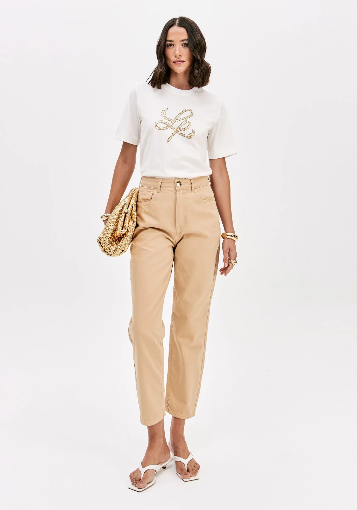 Calças em Sarja Bege - Lança Perfume  2