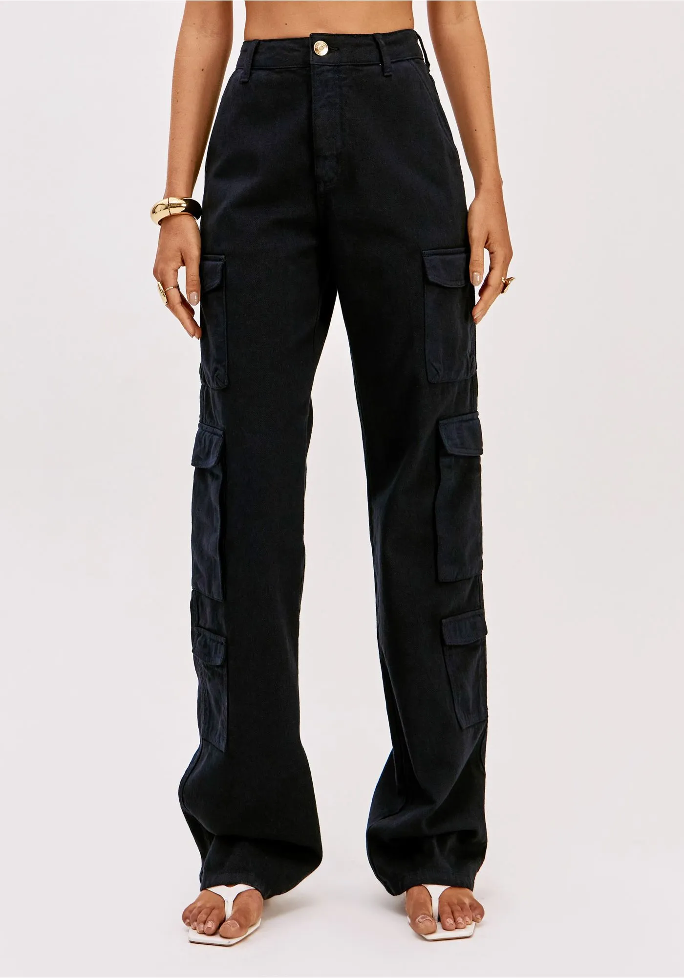 Calças em Sarja Bolso Cargo Azuis - Lança Perfume  1