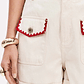 Calções Sarja Branco com Bordado Vermelho - Lança Perfume  - Thumbnail 5