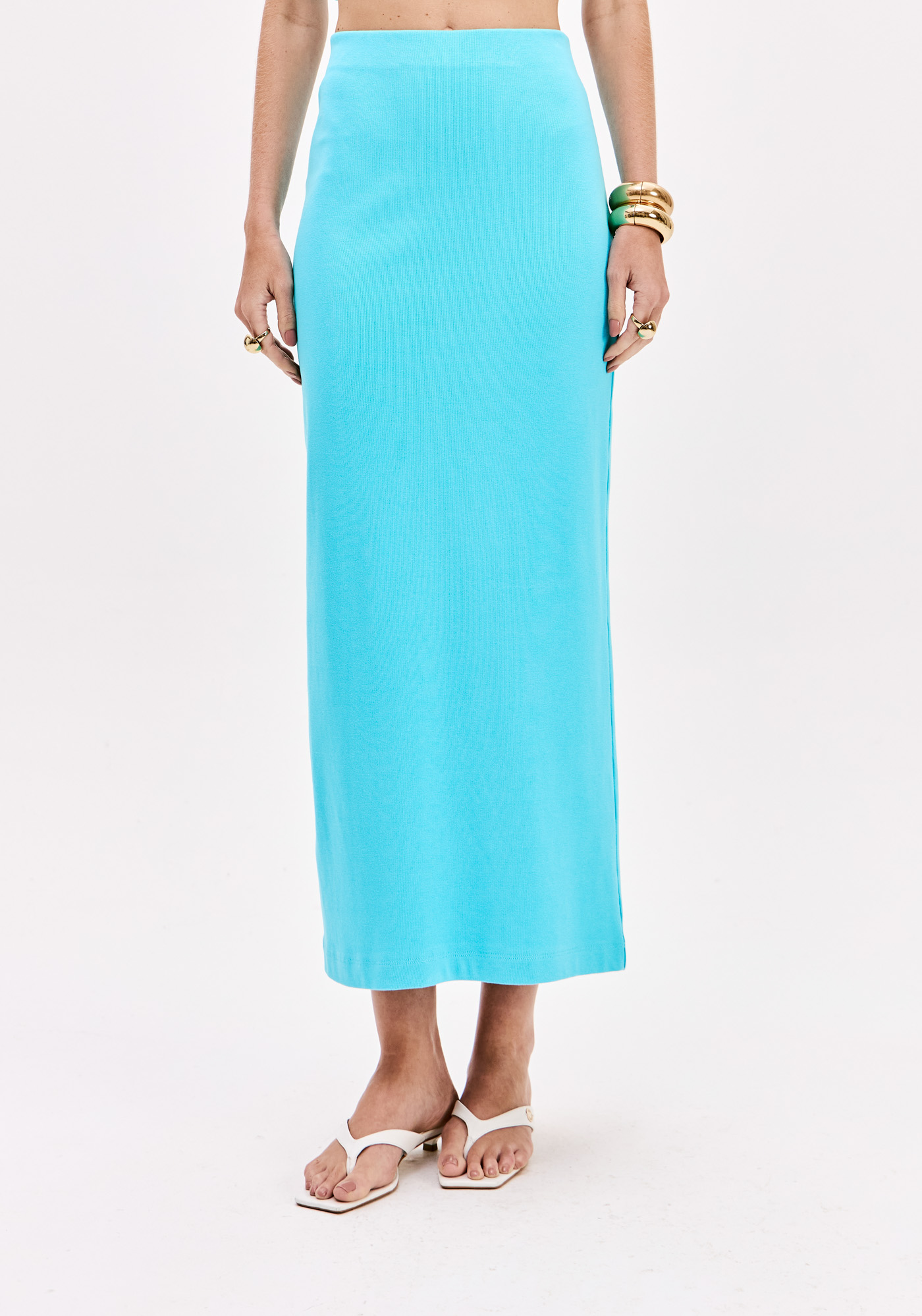 Saia Lapis Canelada Azul Turquesa - Lança Perfume  1