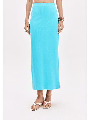 Saia Lapis Canelada Azul Turquesa - Lança Perfume 