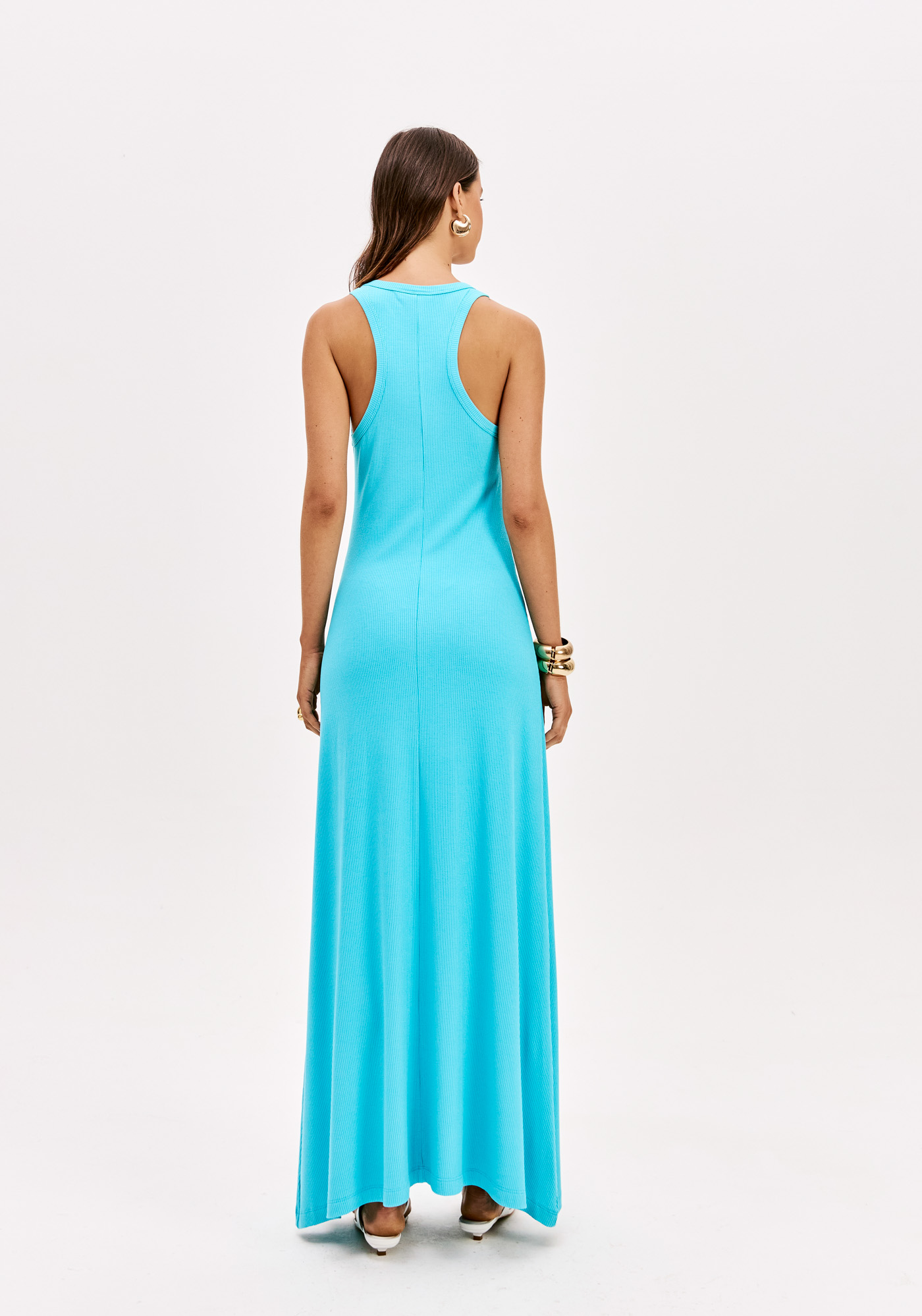 Vestido Canelado de Cavas Azul Turquesa - Lança Perfume  3