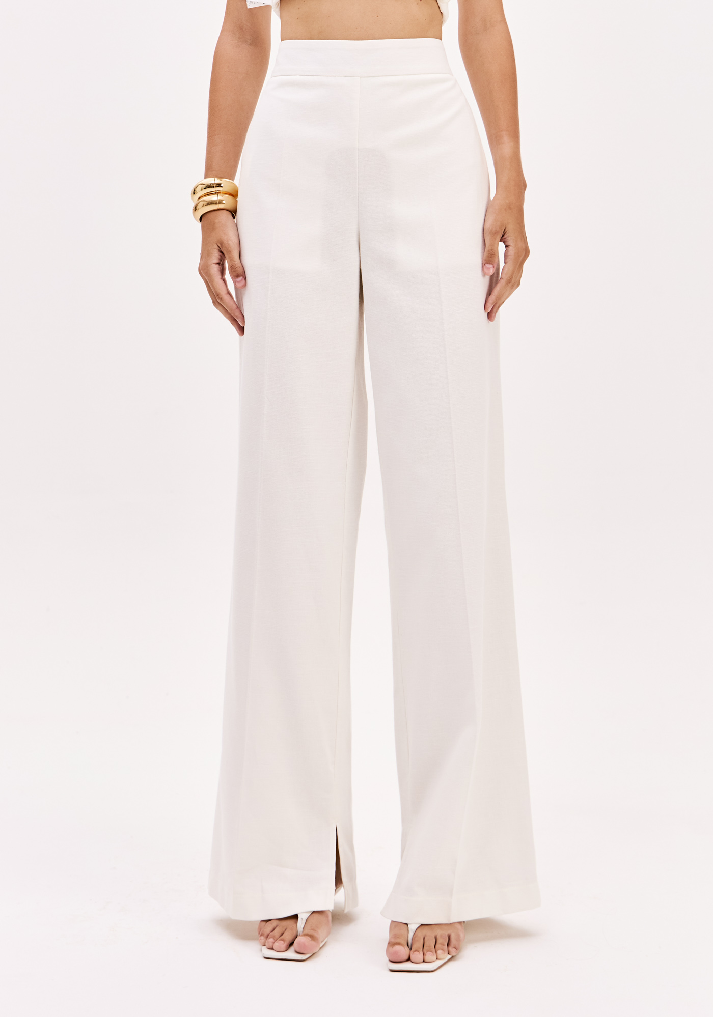 Calças Largas em Algodão Branco - Lança Perfume 1