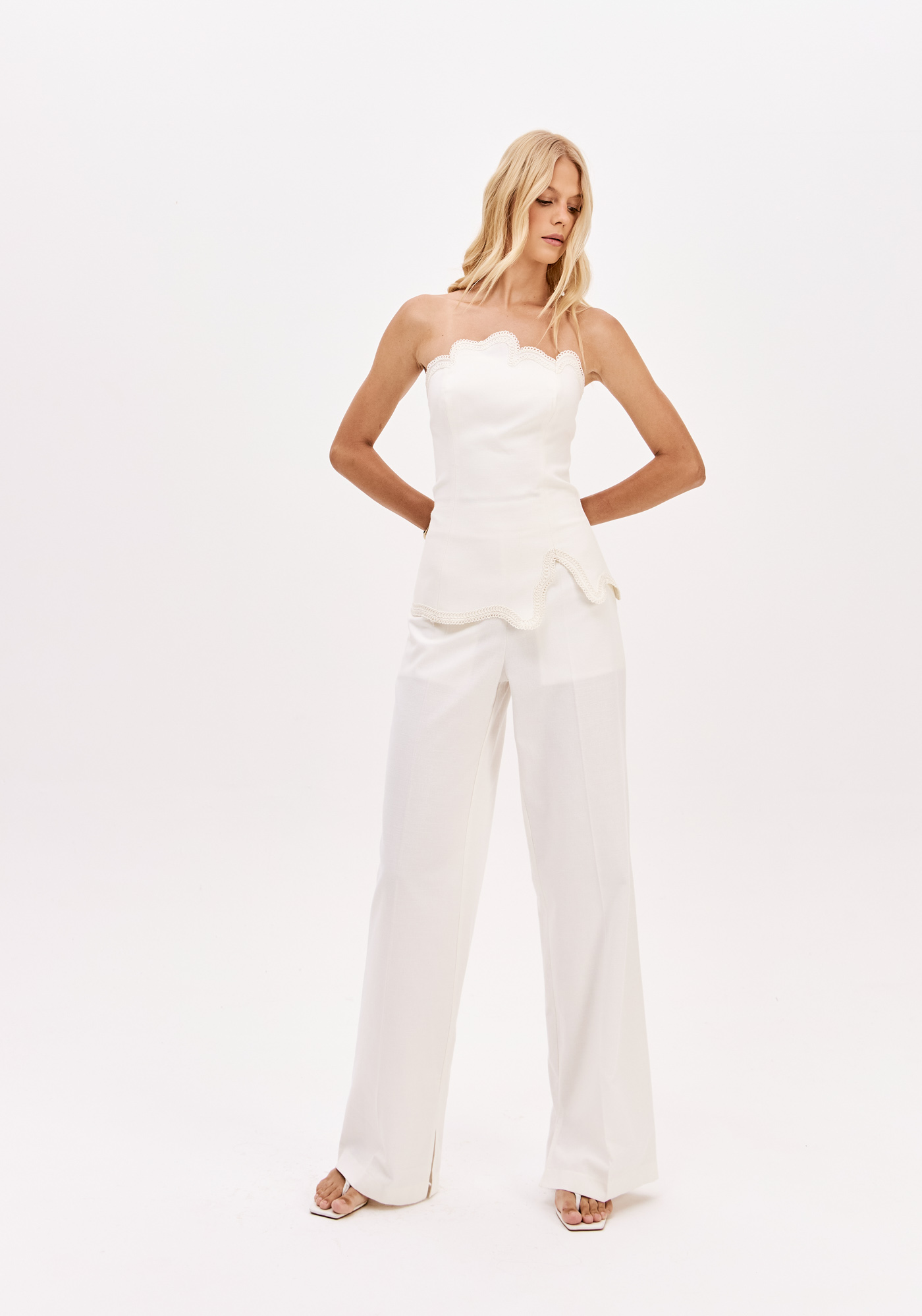 Calças Largas em Algodão Branco - Lança Perfume 2