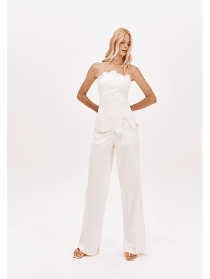 Calças Largas em Algodão Branco - Lança Perfume