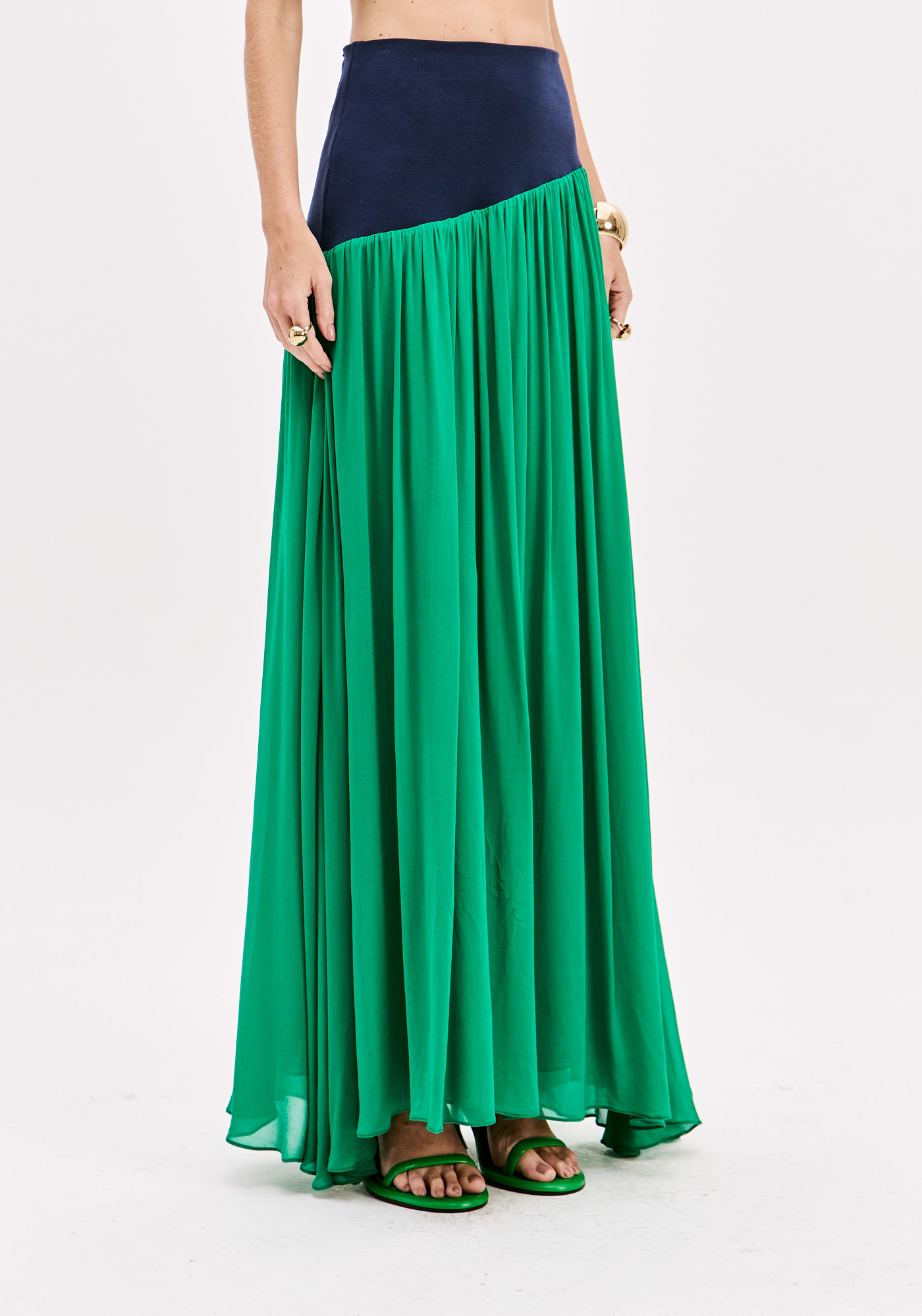 Saia Comprida Fluída Verde e Azul - Lança Perfume 1