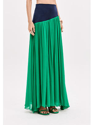 Saia Comprida Fluída Verde e Azul - Lança Perfume