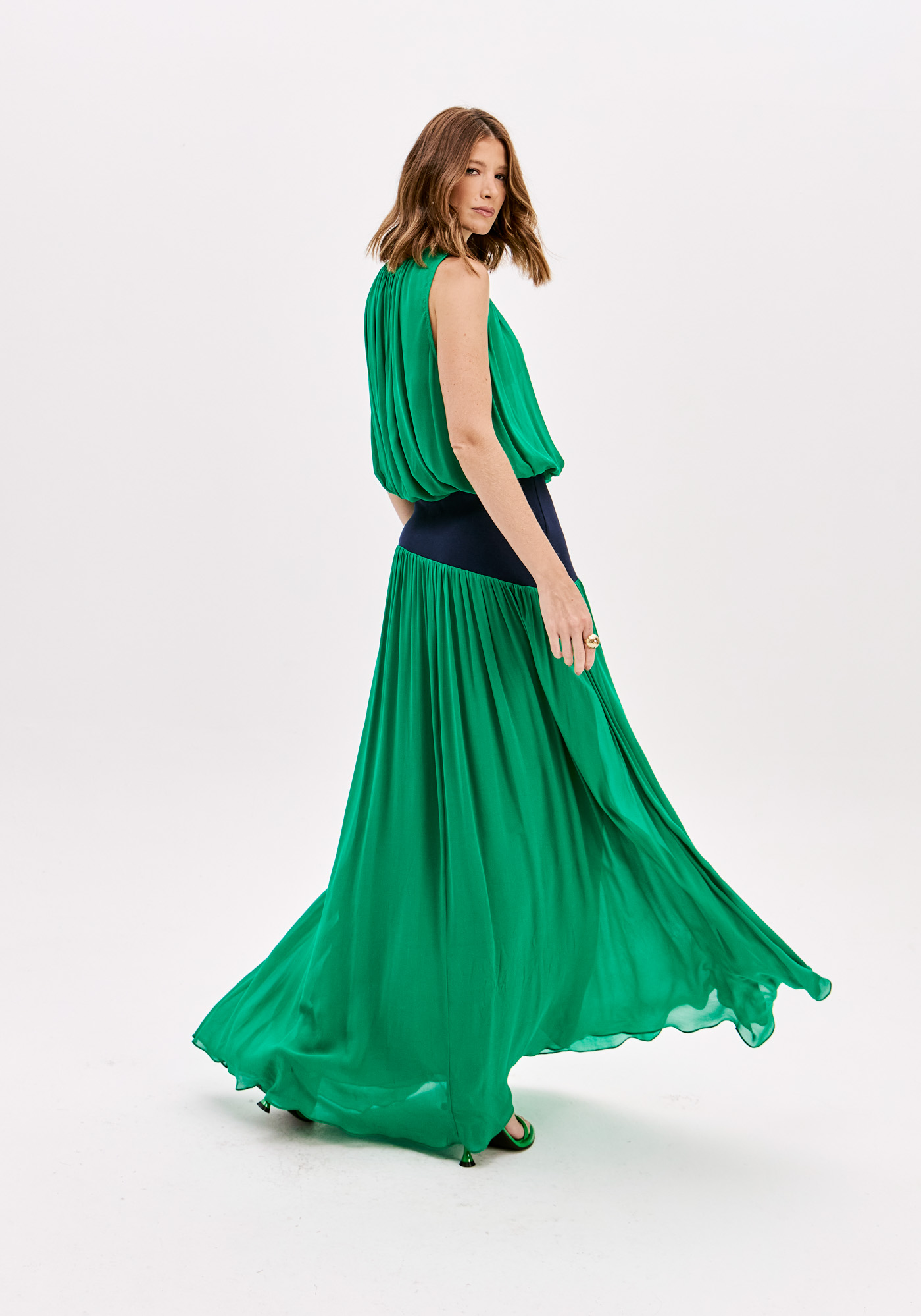 Saia Comprida Fluída Verde e Azul - Lança Perfume 2