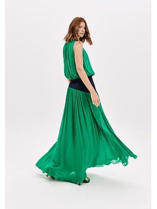 Saia Comprida Fluída Verde e Azul - Lança Perfume