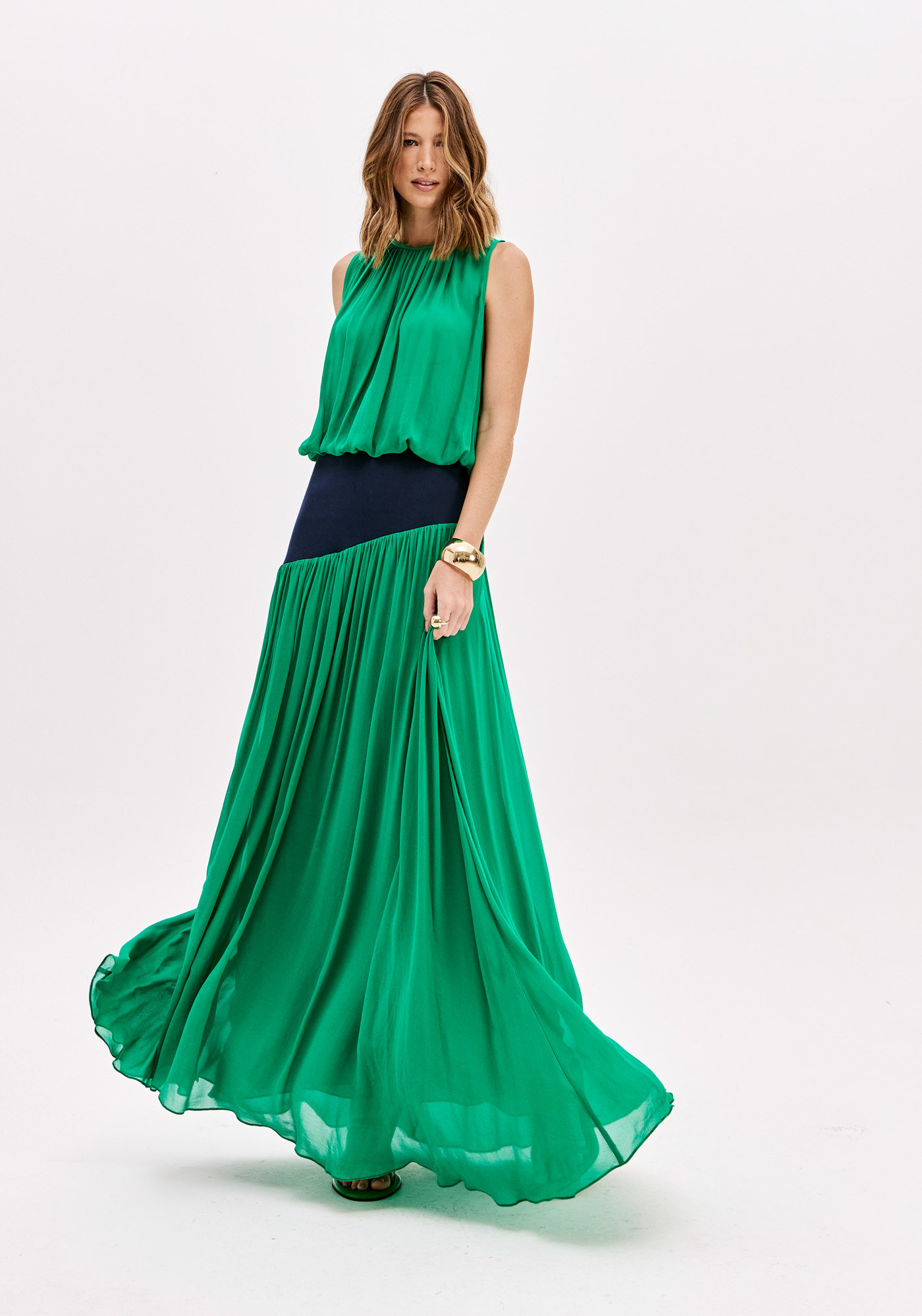 Saia Comprida Fluída Verde e Azul - Lança Perfume 3