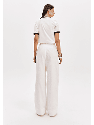 Calças com Faixa Lateral Branco e Azul - Lança Perfume 