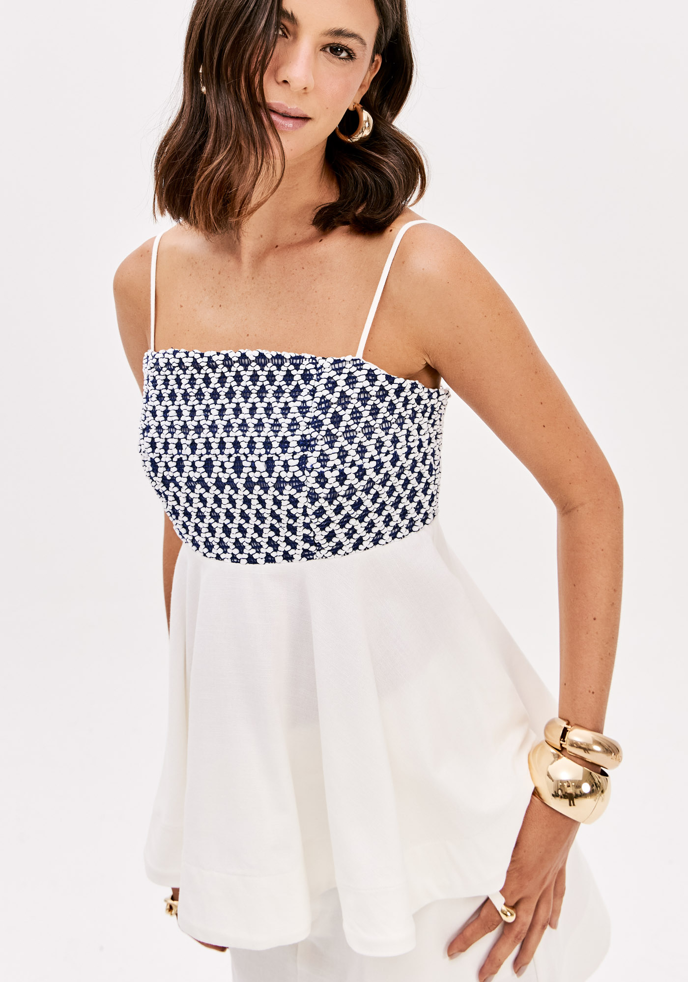 Top de Alças Azul e Branco - Lança Perfume 1