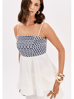 Top de Alças Azul e Branco - Lança Perfume