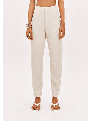 Calças Baggy em Linho Creme - Lança Perfume 