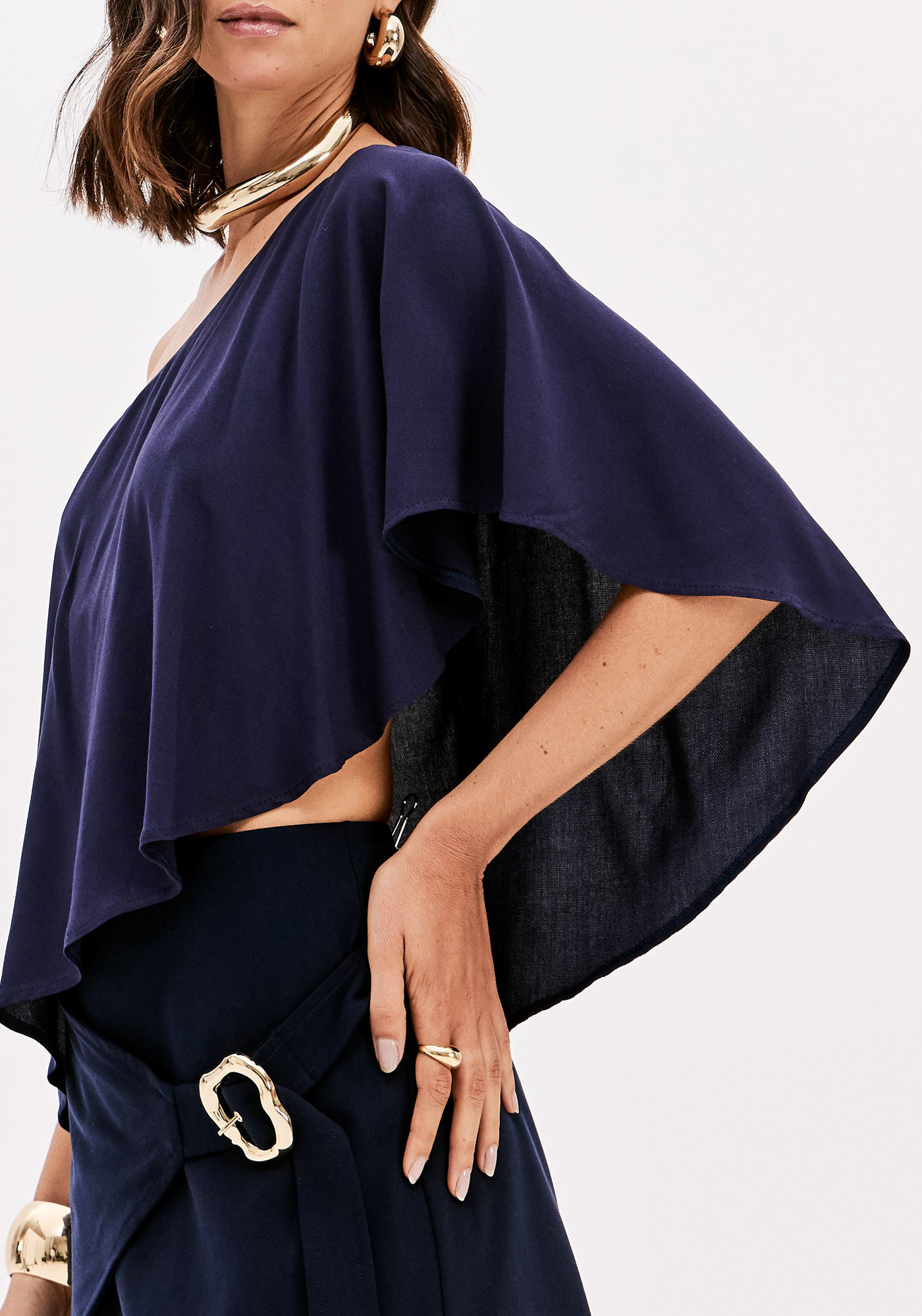 Blusa só com 1 Ombro Azul - Lança Perfume  2