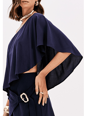 Blusa só com 1 Ombro Azul - Lança Perfume 