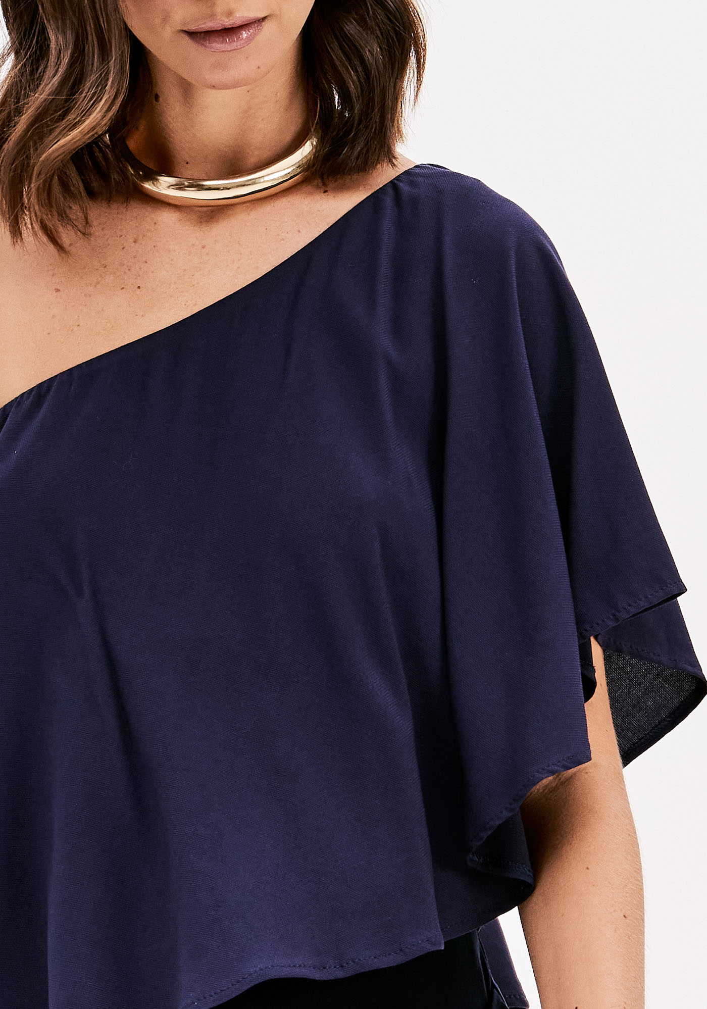 Blusa só com 1 Ombro Azul - Lança Perfume  5