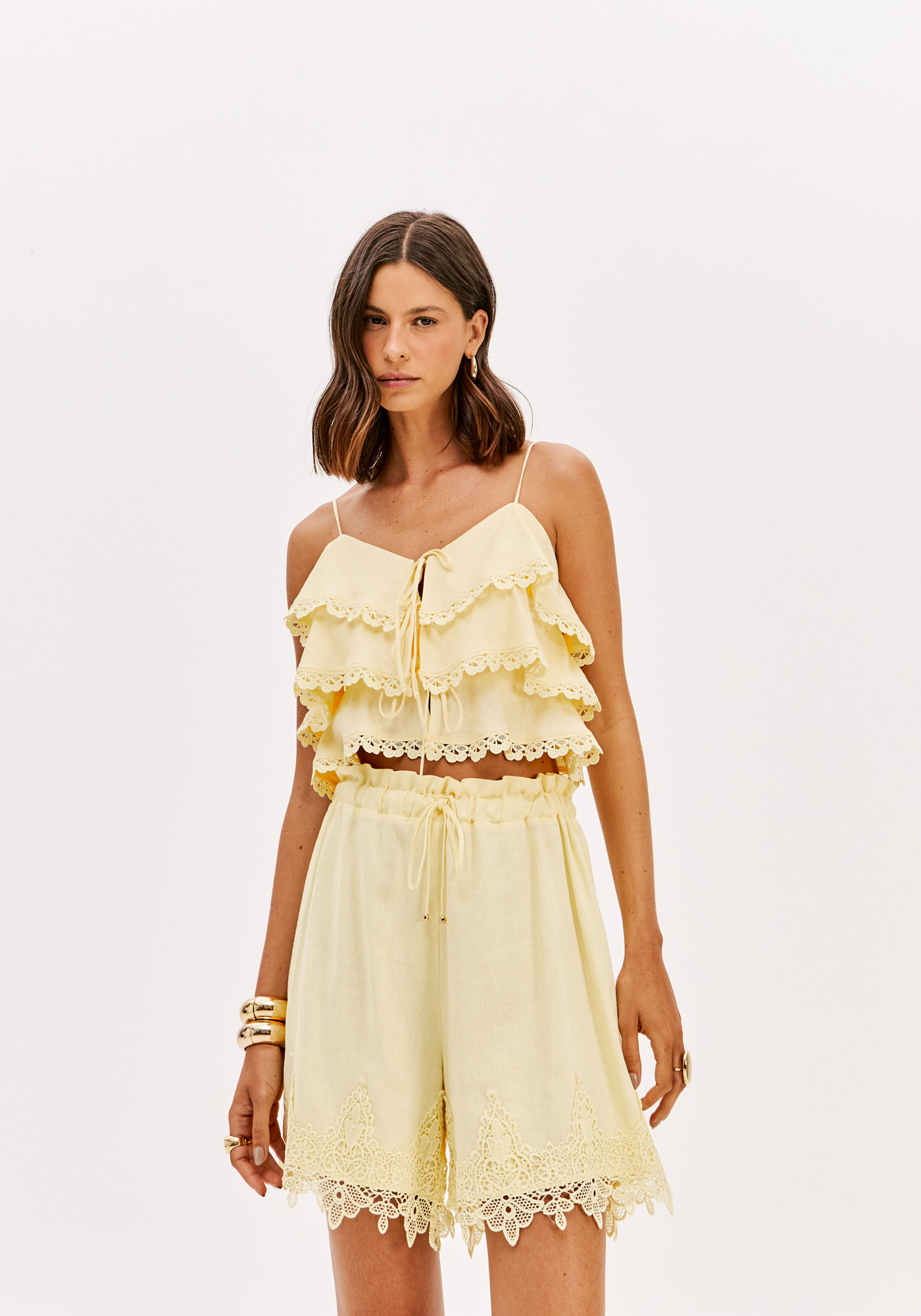 Calções com Renda Amarelo - Lança Perfume  2