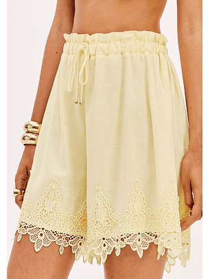 Calções com Renda Amarelo - Lança Perfume 