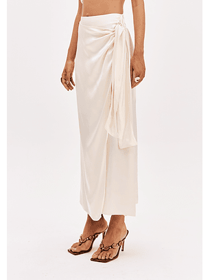 Saia Comprida Acetinada Creme - Lança Perfume