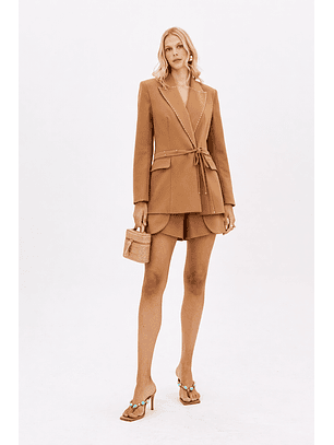 Blazer Camel com Pesponto - Lança Perfume 