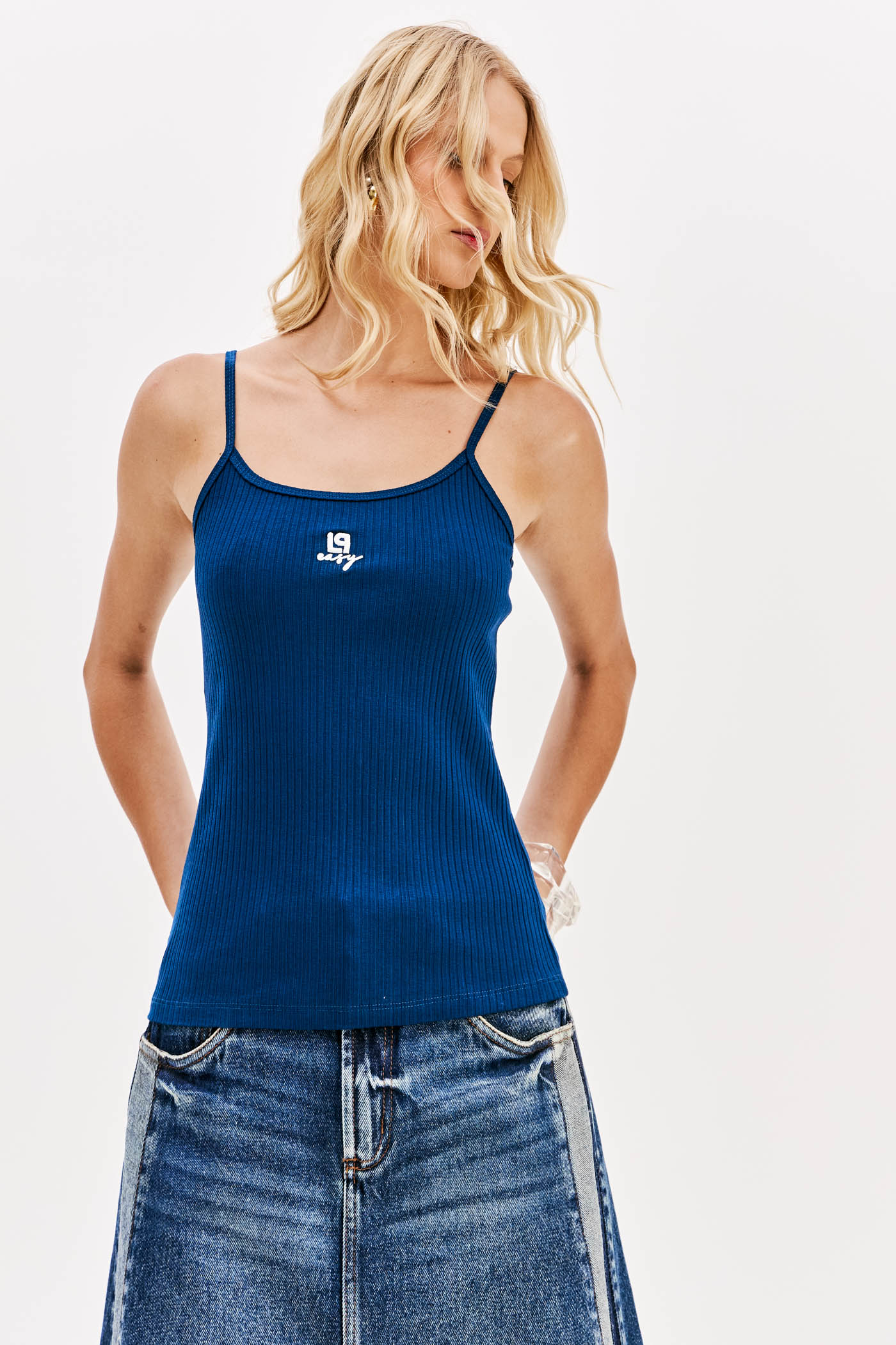 Top de Alças Canelado Azul Escuro - Lança Perfume  1