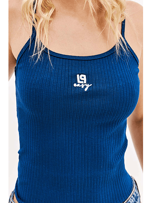 Top de Alças Canelado Azul Escuro - Lança Perfume 