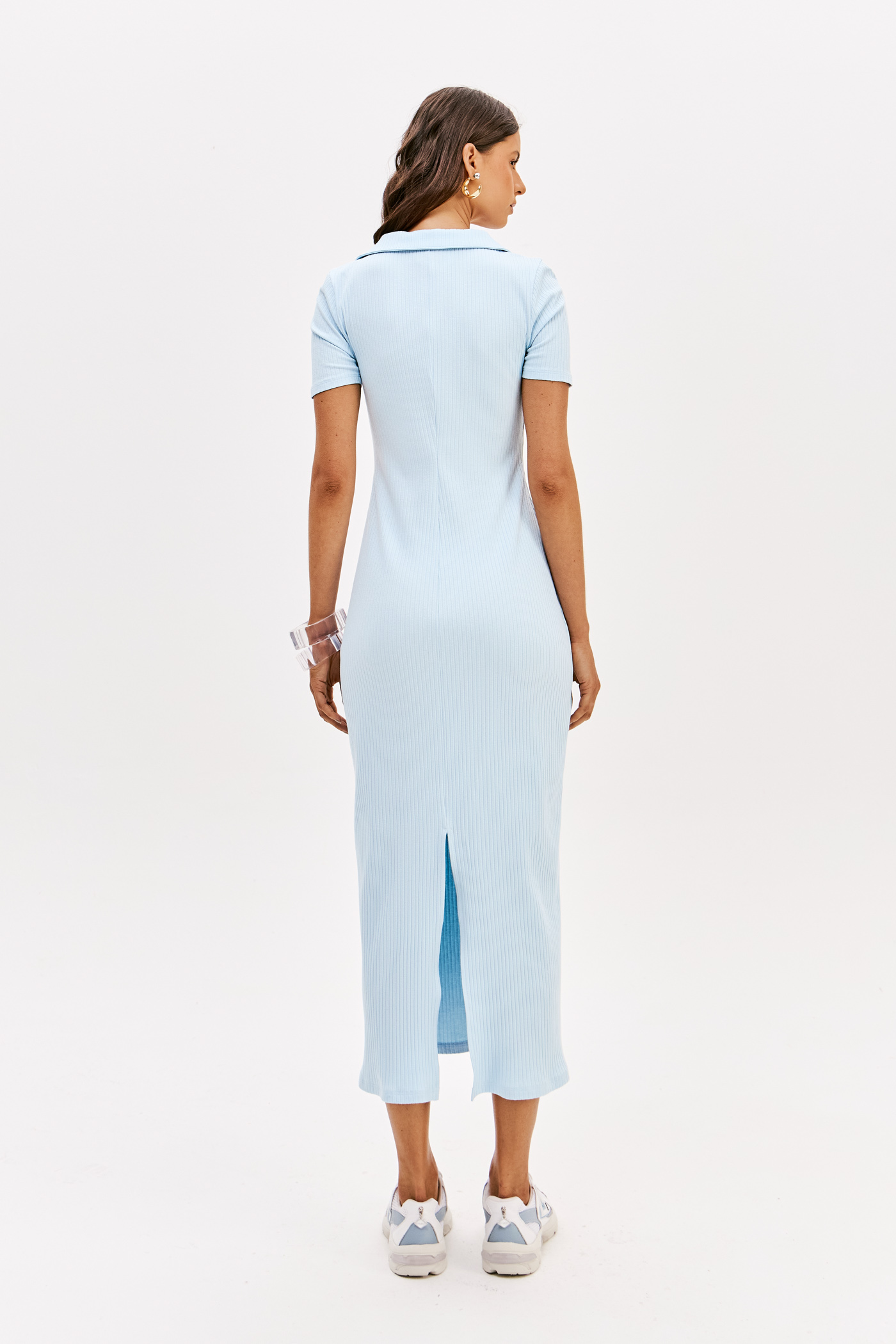 Vestido Comprido Canelado Azul Claro - Lança Perfume  2