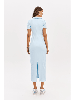 Vestido Comprido Canelado Azul Claro - Lança Perfume 