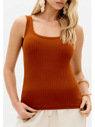 Top de Cavas Canelado Camel- Lança Perfume