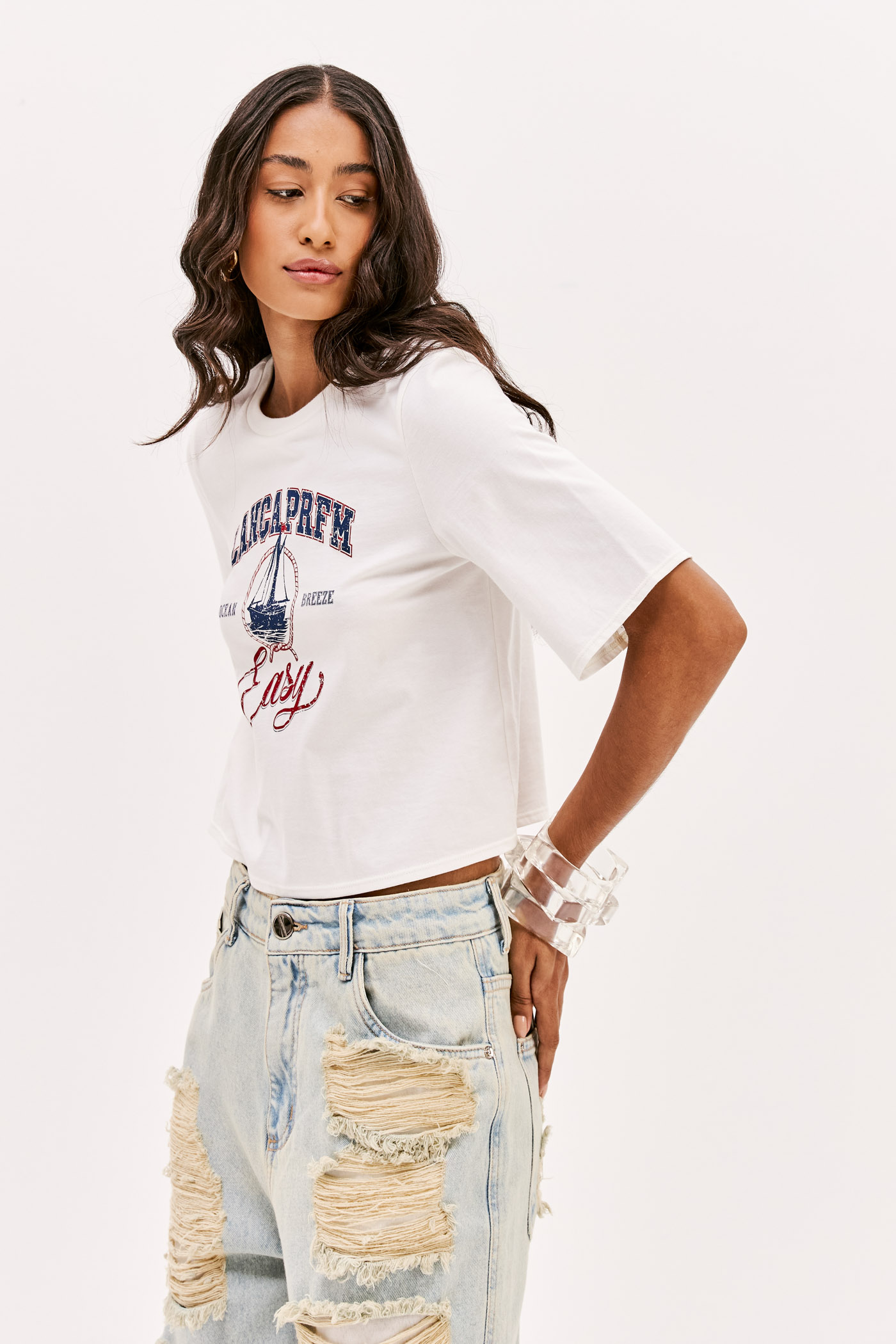 T-shirt Curta Ocean Breeze Branco - Lança Perfume 2