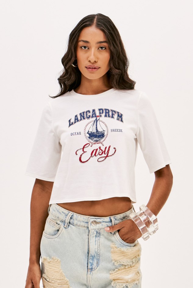T-shirt Curta Ocean Breeze Branco - Lança Perfume 1