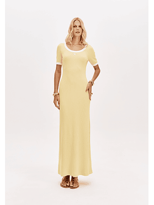 Vestido Canelado Comprido Amarelo - Lança Perfume 